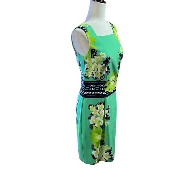 Green Tropical-floral Sheath/Shift Dress Summer by Dress Barn - Size 6 - Picture 7 of 12